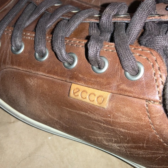 Ecco Soft 7 brown Leather sneakers Sz 9 - Picture 5 of 7